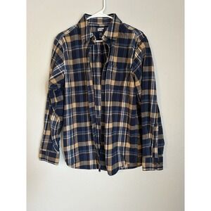 Lands' End Men's Navy Plaid Flannel  Traditional Fit M
